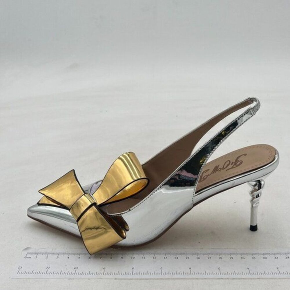 FOWT Women Pointed Toe Slingback Slip on Dress Pumps Stiletto Mid Heels Evening
